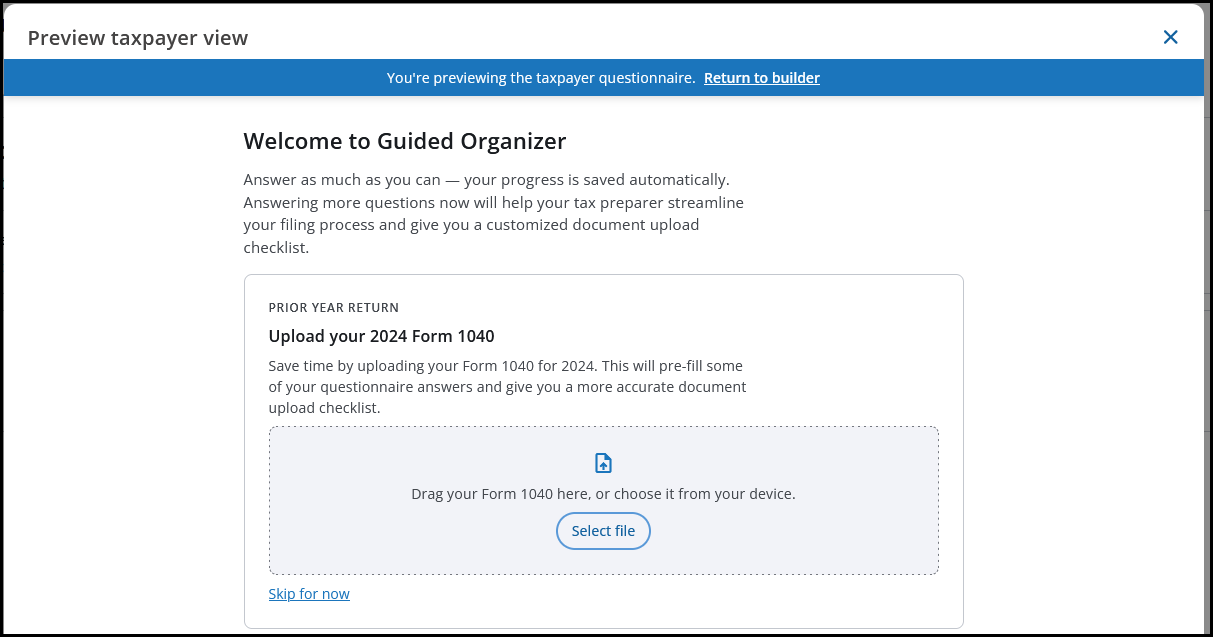 Preview taxpayer view