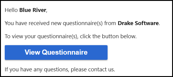 Taxpayer email View Questionnaire