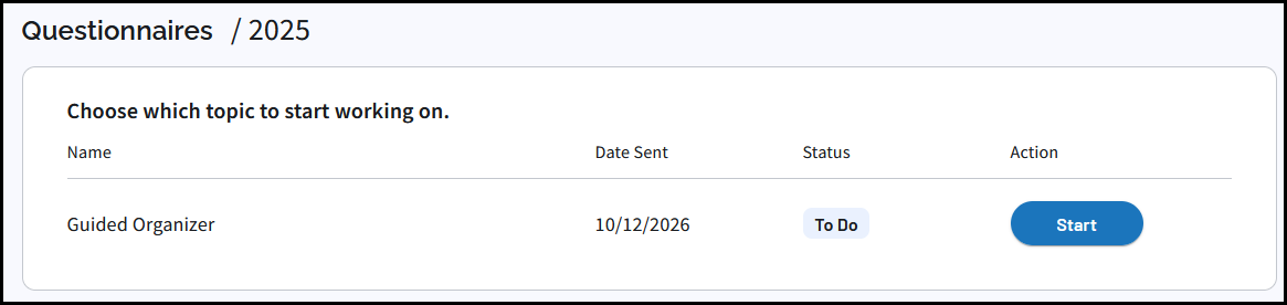 Taxpayer Start Guided Organizer
