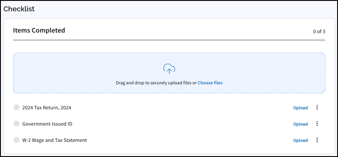 Submit questionnaire and document checklist